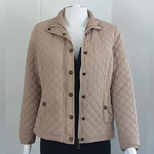 MISS ASHLEY by 26 International Beige Quilted Puffer Jacket Sz SP